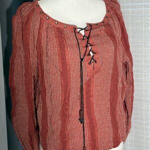 Free People Against All Odds Grommet Blouse